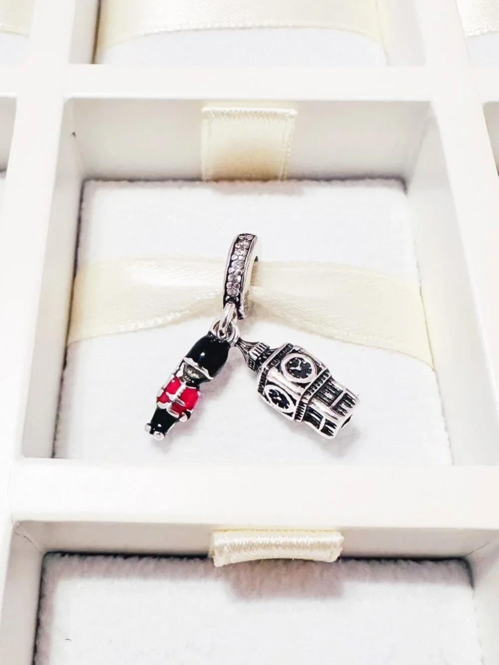 925 Sterling Silver Big Ben And Royal Guard Dangle Charm Fits Pandora Bracelets